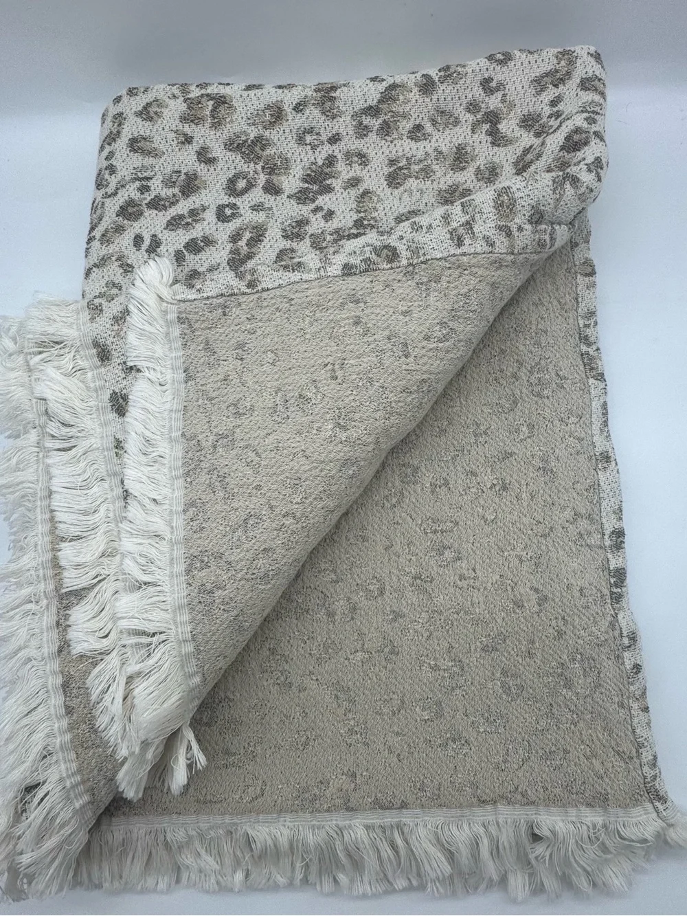 Piu Belle Jacquard Woven Leopard Print Blanket